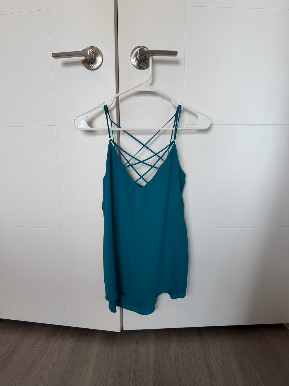 Express Teal Crisscross Strappy V-Neck Cami